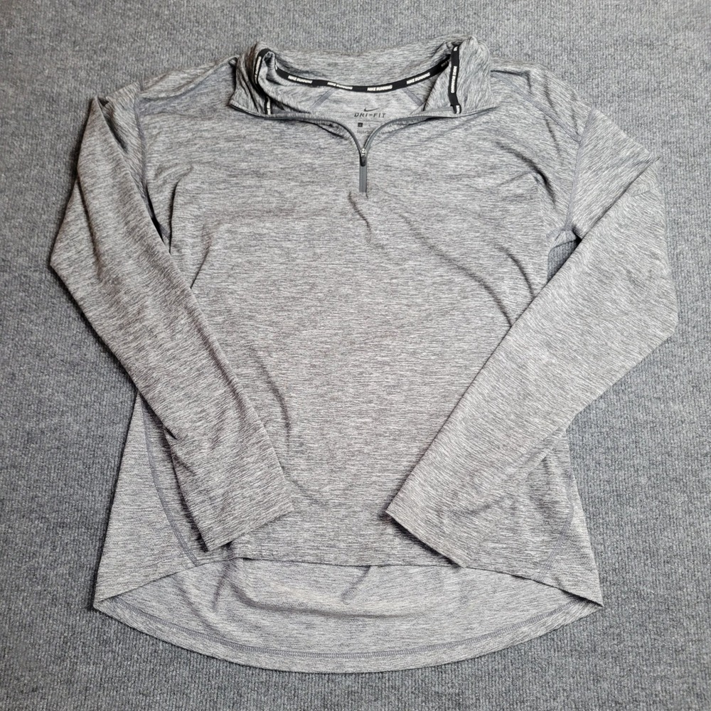 Nike Running 1/2 Zip Pullover Shirt Men's L Dri-Fit Gray Heather Long Sleeve - Picture 1 of 7